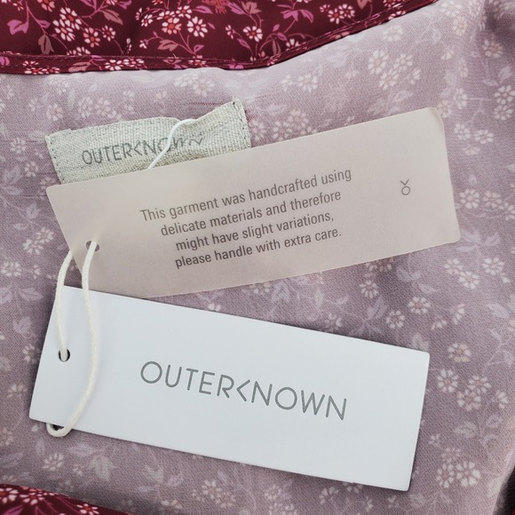 Outerknown Red Floral Print V Neck Short Sleeve Mini Dress Lightweight XS - Picture 9 of 9